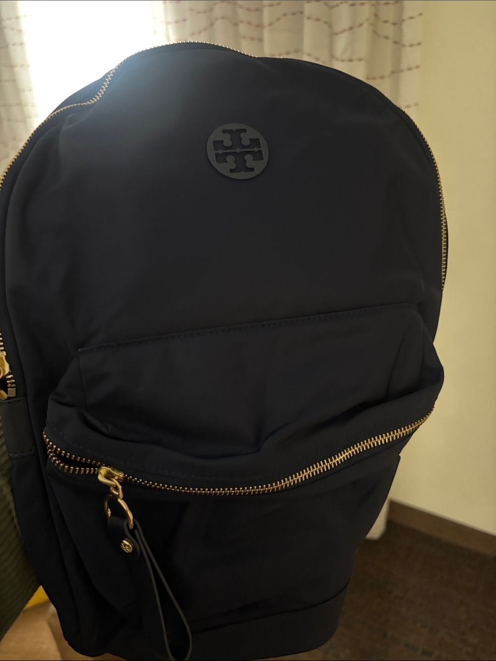 Tory Burch Navy Nylon Backpack with Gold Zippers. Never used.